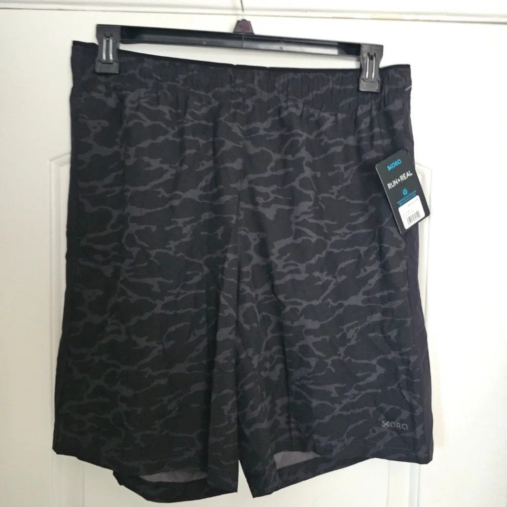 Men's Balance Collection Athletic Shorts Camouflage Embossed Black Large